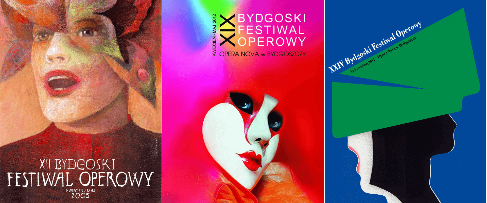 Archival posters from twenty editions of Bydgoszcz Opera Festival released by Opera Nova